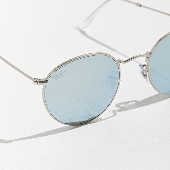 NWOT Ray-Ban Round Silver Reflective Mirror Flash Lenses RB3447 Metal Sunglasses - Picture 4 of 13